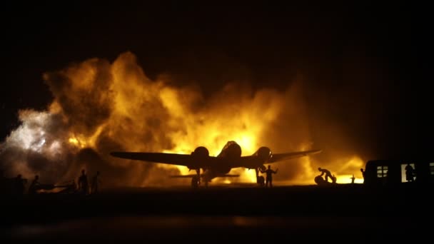 Crash Aérien Brûler Avion Qui Tombe Avion Est Écrasé Sol — Video
