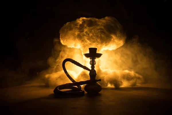 Concepto Shisha Carbón Caliente Hookah Tazón Shisha Con Fondo Negro — Foto de Stock