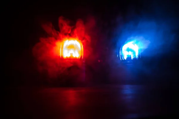 Sirène Vintage Ronde Bleue Rouge Voiture Police Dans Obscurité Sirène — Photo