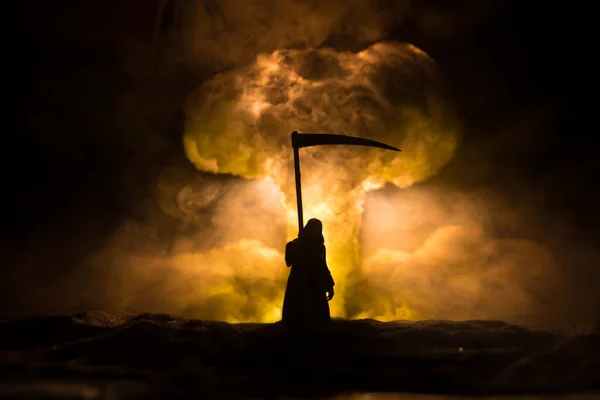 Nükleer Savaş Konsepti Nükleer Bomba Patlaması Karanlıkta Yaratıcı Sanat Dekorasyonu — Stok fotoğraf