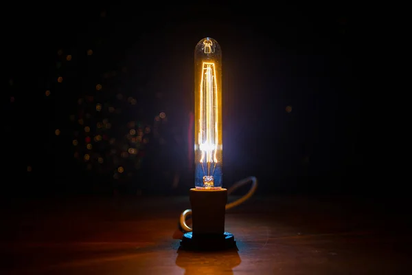 Vacker Retro Lyx Interiör Glödlampa Inredning Glöder Mörker Selektiv Inriktning — Stockfoto