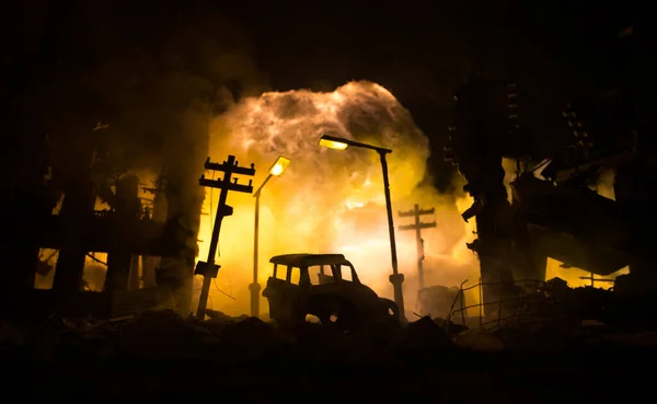 Conceito Apocalipse Guerra Nuclear Explosão Bomba Nuclear Cidade Cidade Destruída — Fotografia de Stock