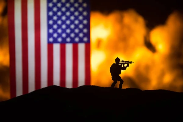 Mic Steag American Fundal Întunecat Conceptul Criză Război Conflicte Politice — Fotografie, imagine de stoc