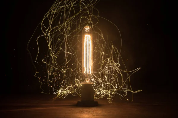Красива Ретро Розкішна Лампа Освітлення Інтер Єру Світиться Темряві Вибірковий — стокове фото