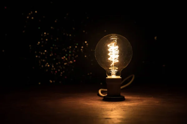 Krásný Retro Luxusní Interiér Žárovky Osvětlení Lampy Výzdoba Zářící Tmě — Stock fotografie