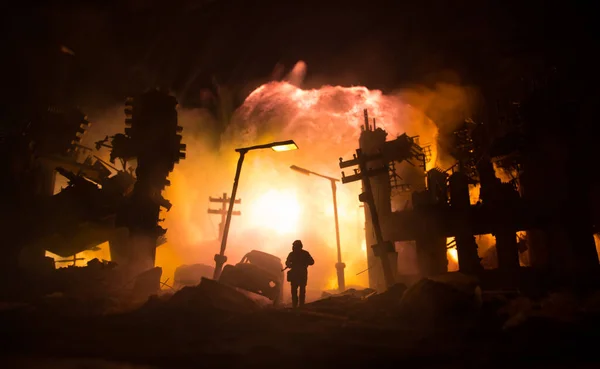 Concepto Apocalipsis Guerra Nuclear Explosión Bomba Nuclear Ciudad Ciudad Destruida —  Fotos de Stock