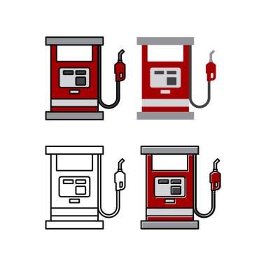 Benzin pompası ve benzin istasyonu dağıtıcısının vektör ikonu düz ve ana hatlı. Uygulamalar, haritalar, UI / UX, bilgi grafikleri, otomotiv, ulaşım ve enerji endüstrisi grafikleri için uygun modern tasarım.