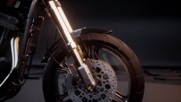 3d model of a motorcycle in a dark studio — Stock Video