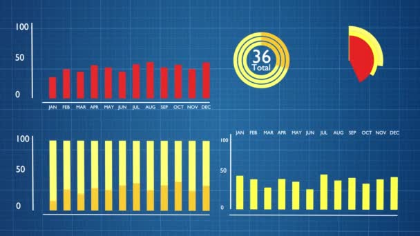 Geanimeerde infographics 3d visualisatie van grafieken — Stockvideo