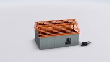 İnşaat halindeki bir evin 3D modeli