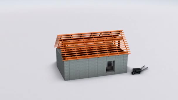 Az építés alatt álló ház 3D-s modellje — Stock videók