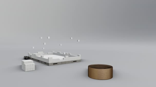 3D модель строящегося дома — стоковое видео