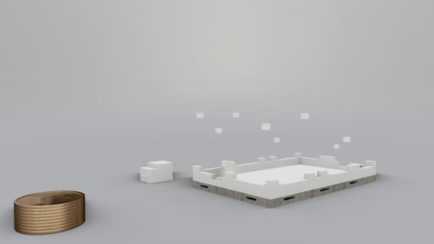 3D-Modell eines Hauses im Bau — Stockvideo