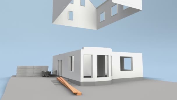 Model 3d rumah yang sedang dibangun — Stok Video