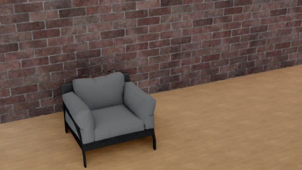 3D-Interieur Minimalismus, Stuhl und Tisch — Stockvideo