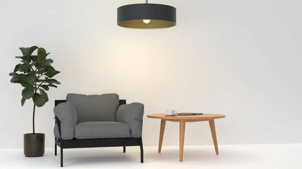 Kahve masasıyla çevrili pembe pastel kanepe. 3D döndürülmüş animasyon.