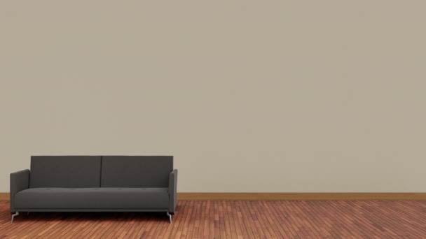 Minimalismo interior 3d, silla y mesa — Vídeo de stock