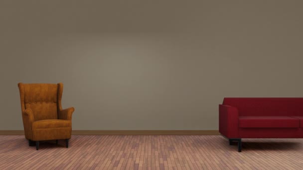 3d minimalism interior, scaun și masă — Videoclip de stoc