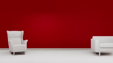 3D iç minimalizm, sandalye ve masa