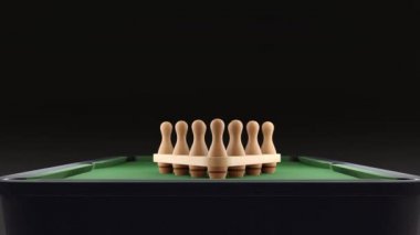 Masada 3D animasyon bilardo iğneleri var.