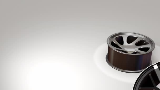 3d animation of wheels on a white background — Stock Video