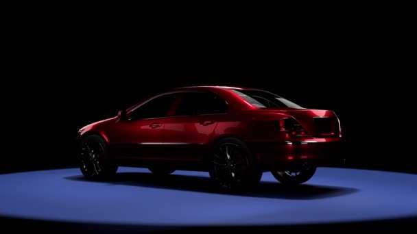 3d visualization red car on the side in the dark on a background — Stock Video