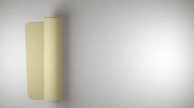 3D animasyon rulo içinde katlanmış bir kağıt parçası