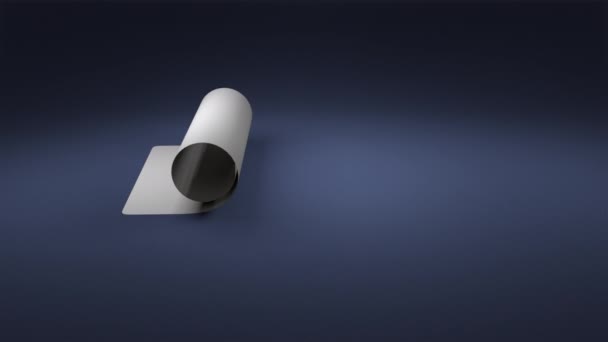 3d animatie een gevouwen stuk papier in een rol — Stockvideo