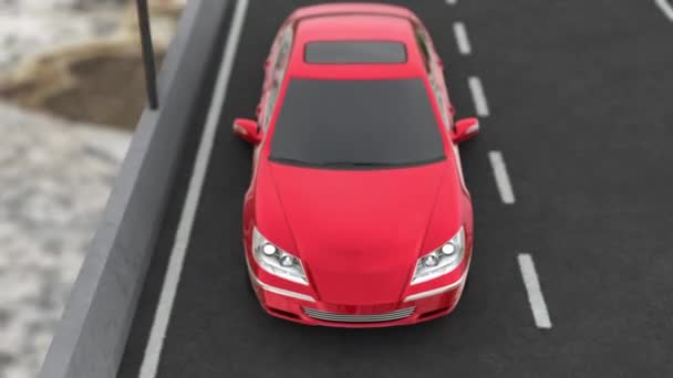 Visualisation 3D d'une voiture conduite sur un pont — Video