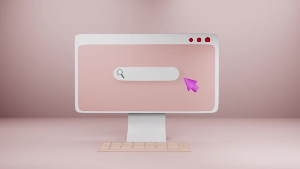 Suchleiste Webseite auf rosa Hintergrund — Stockvideo