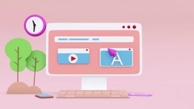 İnternet Web UI-UX tasarımı üzerinde 3D sunucu çizimi