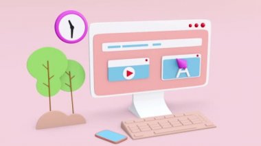 İnternet Web UI-UX tasarımı üzerinde 3D sunucu çizimi