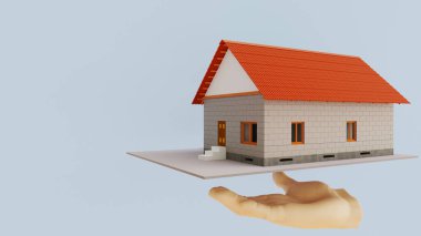 Üç boyutlu bir ev görselleştirme, ev satın alma kavramı.