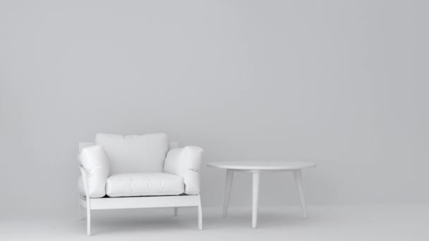 Renderizar Minimalismo Interior Cadeira Mesa — Vídeo de Stock