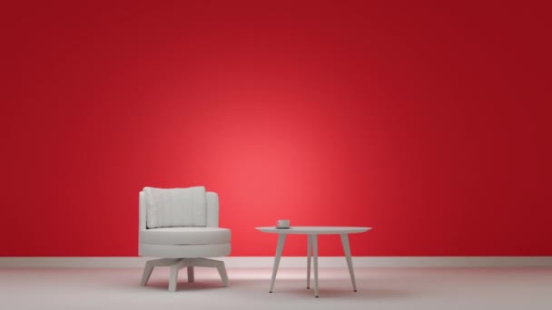 3Dレンダリングインテリアミニマリズム 椅子とテーブル — ストック動画