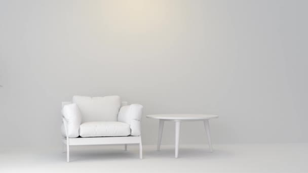 Renderizar Minimalismo Interior Cadeira Mesa — Vídeo de Stock