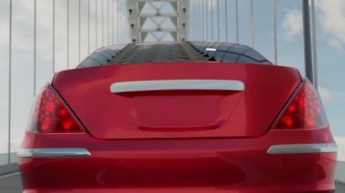 3d render of a car driving on a bridge