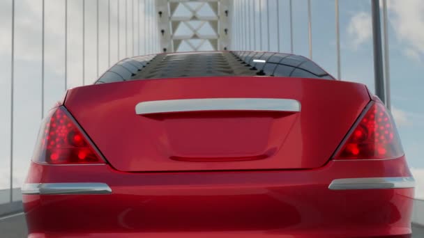 3d render of a car driving on a bridge — Stockvideo