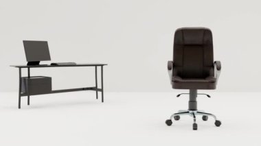 Masanın yanındaki ofis sandalyesinin 3D görüntüsü