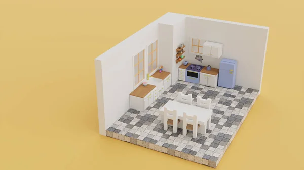 3D可視化おもちゃキッチン プラスチック製の軽量キッチン — ストック写真