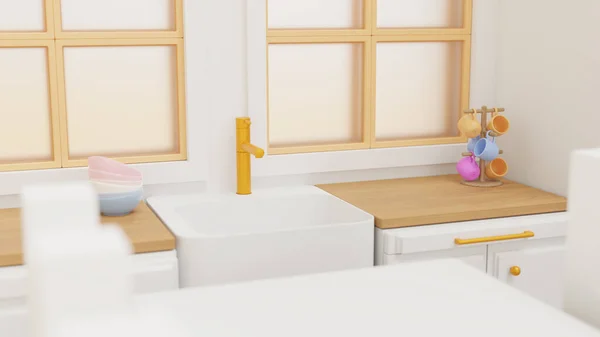 3D görselleştirme oyuncak mutfak, plastik hafif mutfak