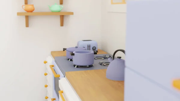 3D görselleştirme oyuncak mutfak, plastik hafif mutfak