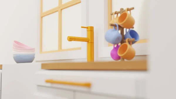 Визуализация Игрушка Кухня Светлая Кухня Пластика — стоковое фото