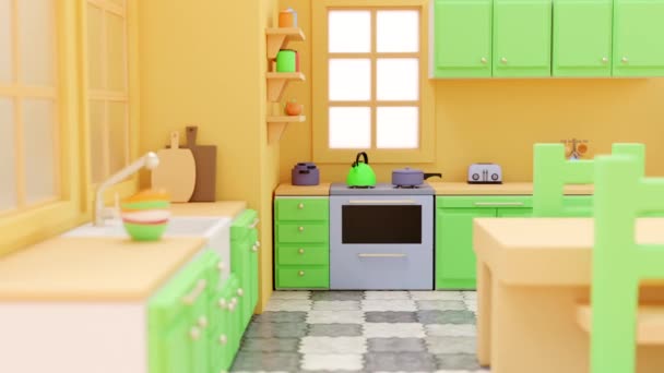 Визуализация Игрушечной Кухни — стоковое видео