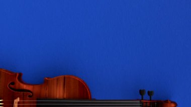 Mavi masadaki bir kemanın 3D görüntüsü