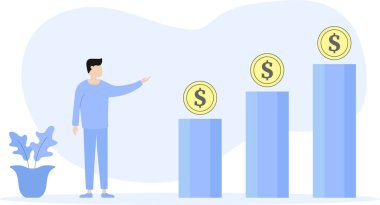 İş adamı ve kadın parayla ayakta duruyor..