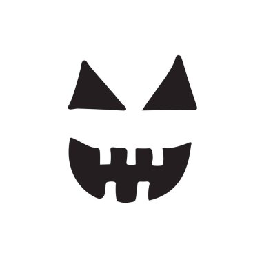 Beyaz arka planda izole edilmiş Cadılar Bayramı kabağı yüzü çizimi