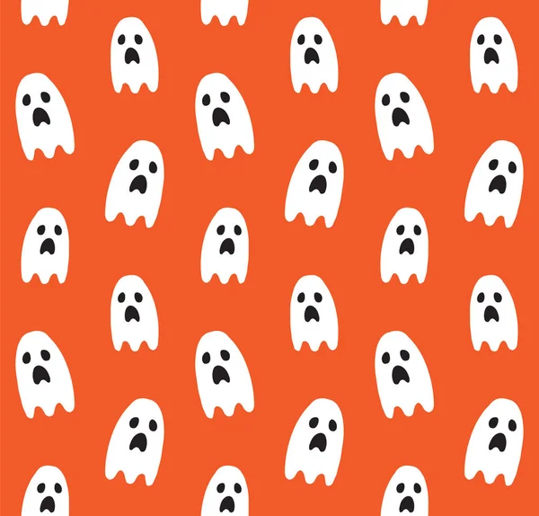 Vector Seamless Pattern Hand Drawn Doodle Sketch Ghost Isolated Orange — Stock Vector