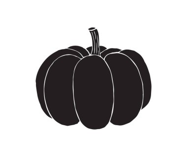 Vektör el çizimi beyaz arkaplanda izole edilmiş siyah balkabağı çizimi