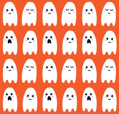 Turuncu arkaplanda izole edilmiş beyaz el çiziminin vektörsüz deseni.